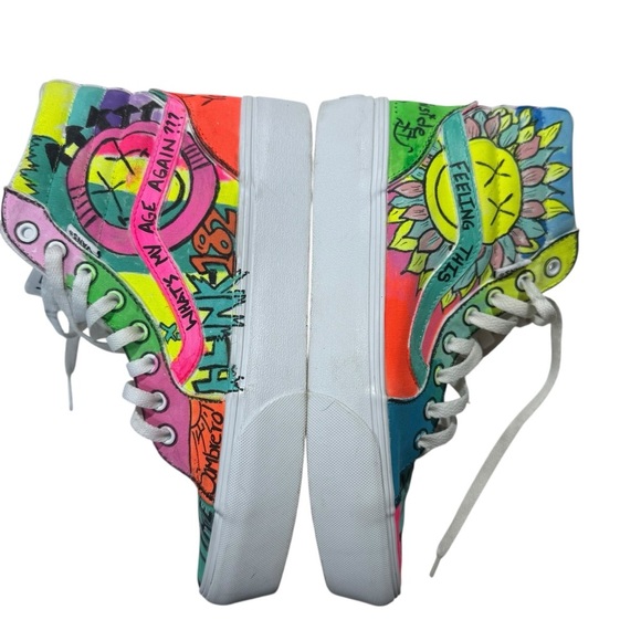 Vans Hand Painted Blink-182 Colorful Graphic Women's Sneakers - Picture 2 of 15
